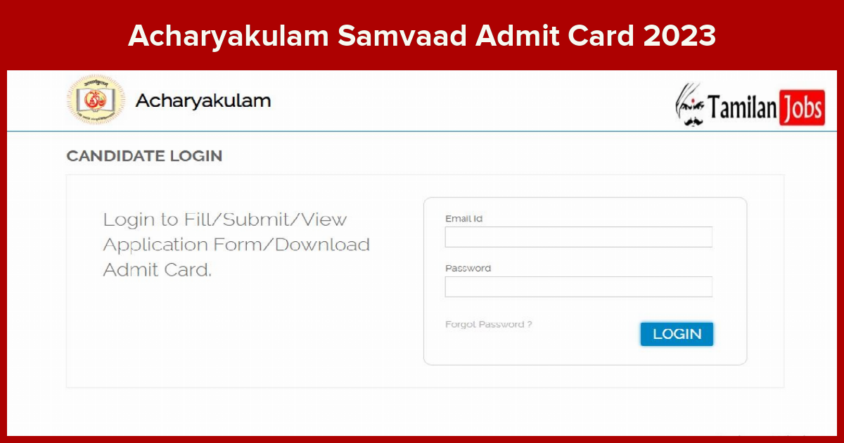 Acharyakulam Samvaad Admit Card 2023