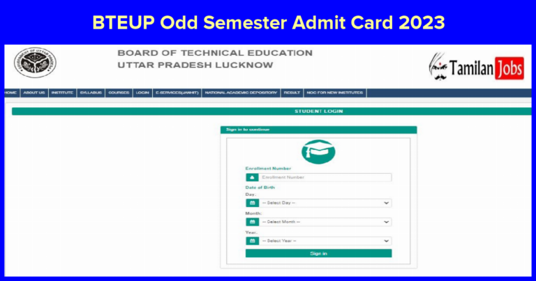 BTEUP Odd Semester Admit Card 2023 (Released) Check Urise Exam Date @ www.bteup.ac.in