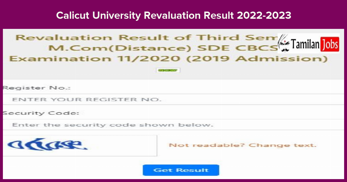 Calicut University Revaluation Result 2022-2023 Released Download Score Card Here