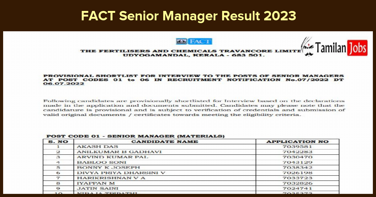 Fact Senior Manager Result 2023