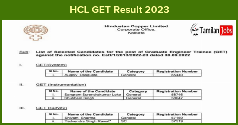 HCL GET Result 2023