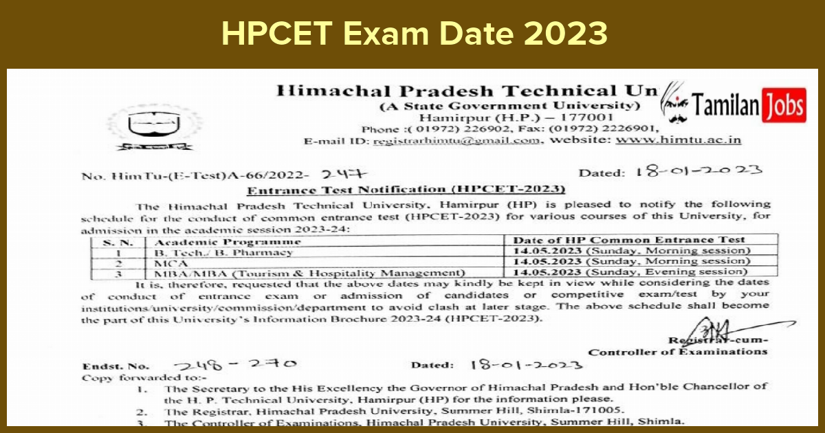 Hpcet Exam Date 2023