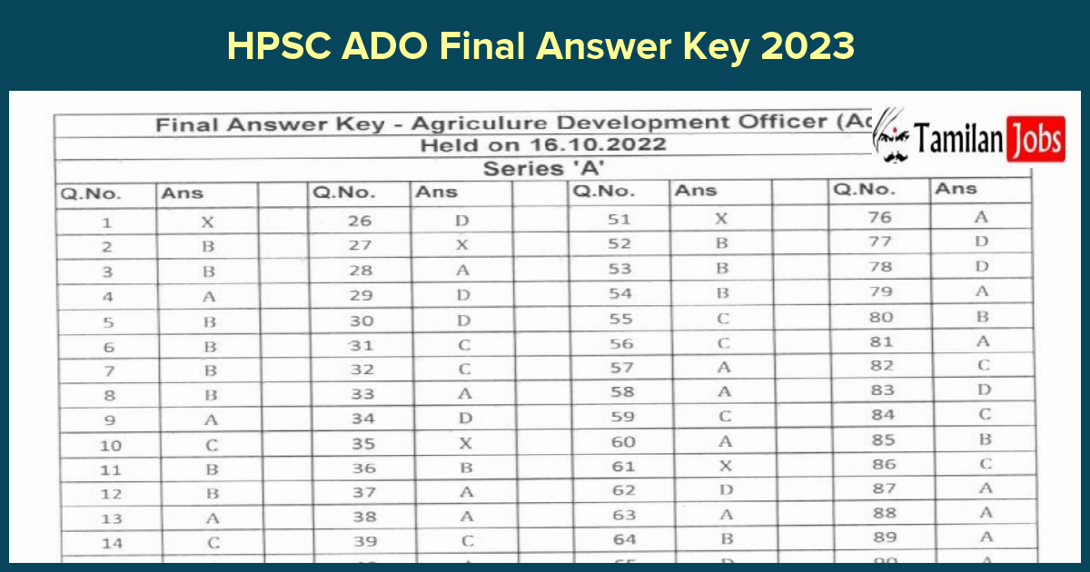 HPSC ADO Final Answer Key 2023 