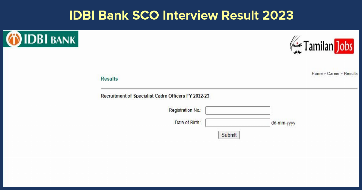 IDBI Bank SCO Interview Result 2023