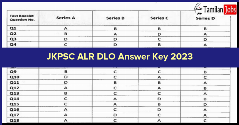 JKPSC ALR DLO Answer Key 2023