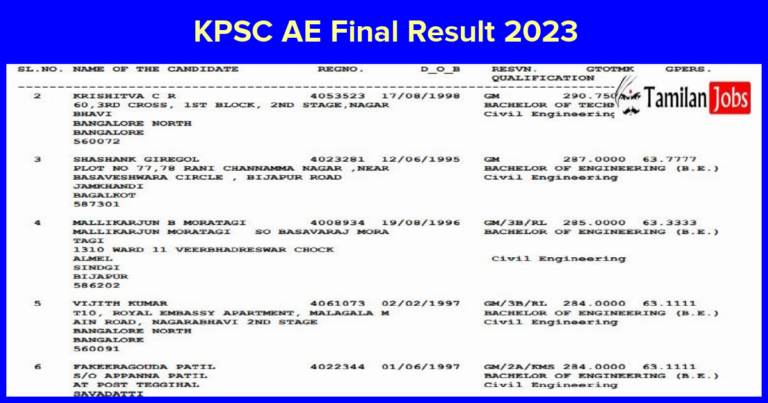 KPSC AE Final Result 2023