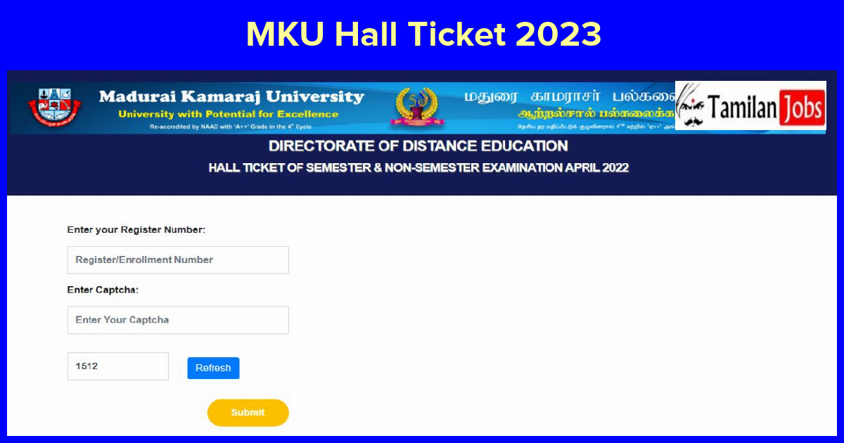 MKU Hall Ticket 2023
