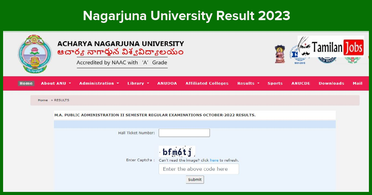 Anu Result 2023 (Released) Check Ug Pg Results @ Nagarjunauniversity.ac.in