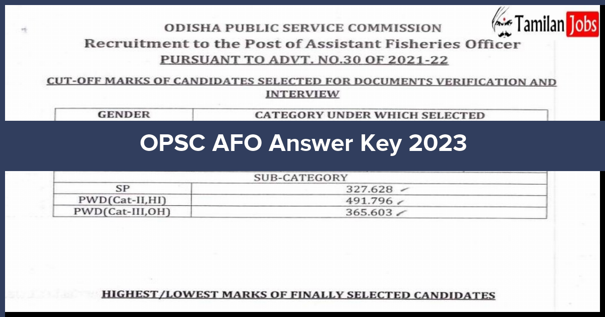OPSC AFO Answer Key 2023