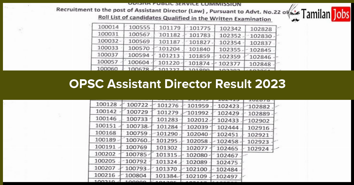 OPSC Assistant Director Result 2023