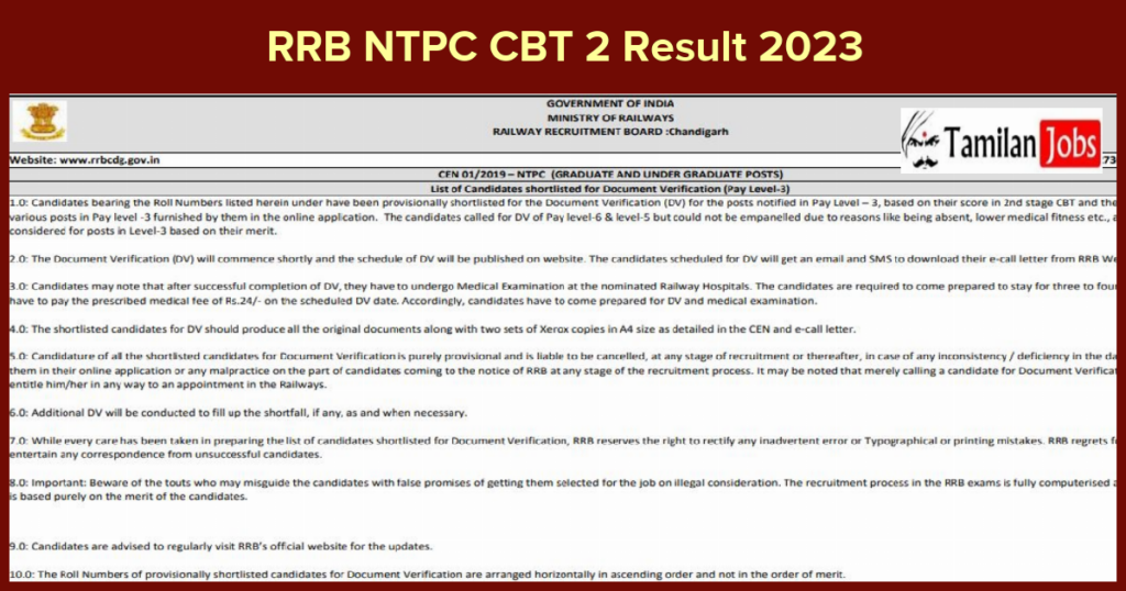 rrb-ntpc-cbt-2-result-2023-out-download-cen-01-2019-cut-off-marks-rrbbnc-gov-in