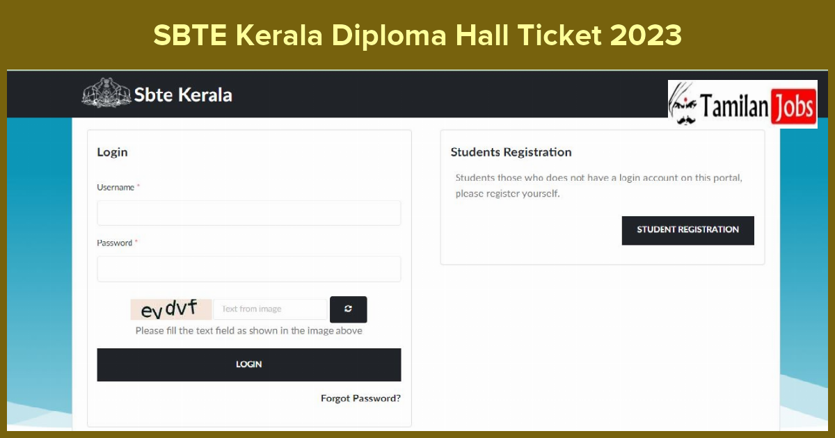 SBTE Kerala Diploma Hall Ticket 2023