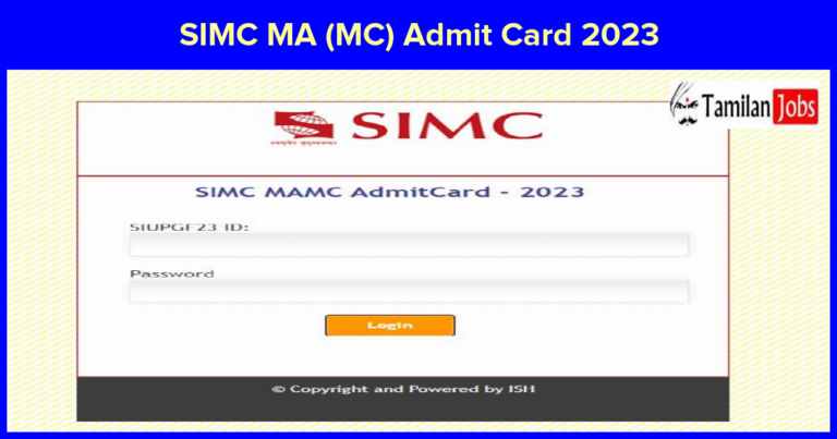 SIMC MA (MC) Admit Card 2023