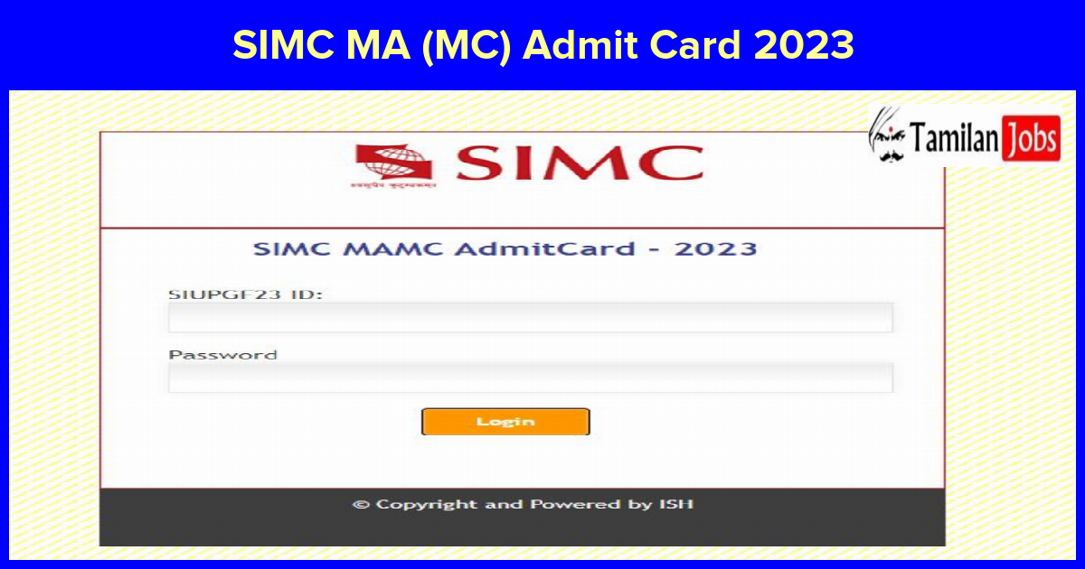 SIMC MA (MC) Admit Card 2023