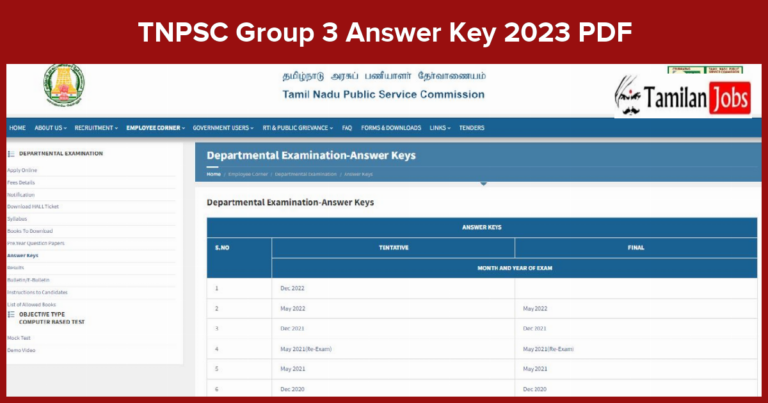 TNPSC Group 3 Answer Key 2023 PDF