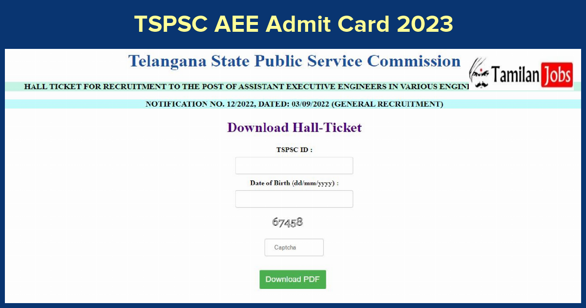 Tspsc Aee Admit Card 2023