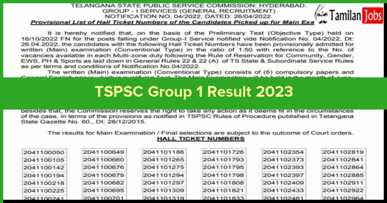 TSPSC Group 1 Result 2023