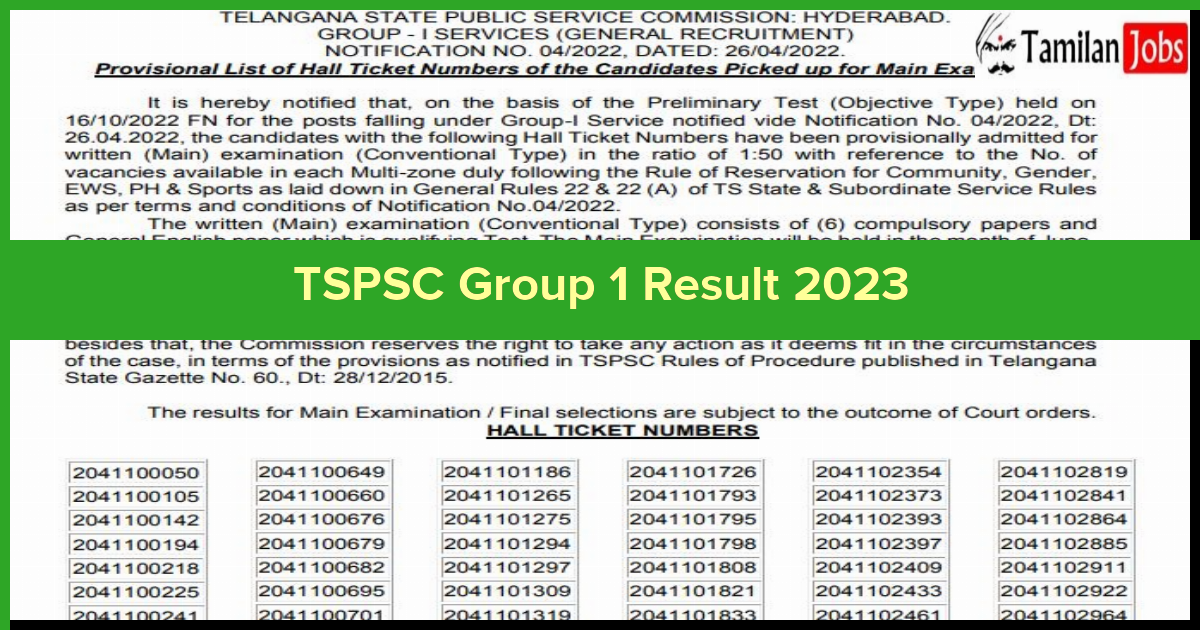 TSPSC Group 1 Result 2023