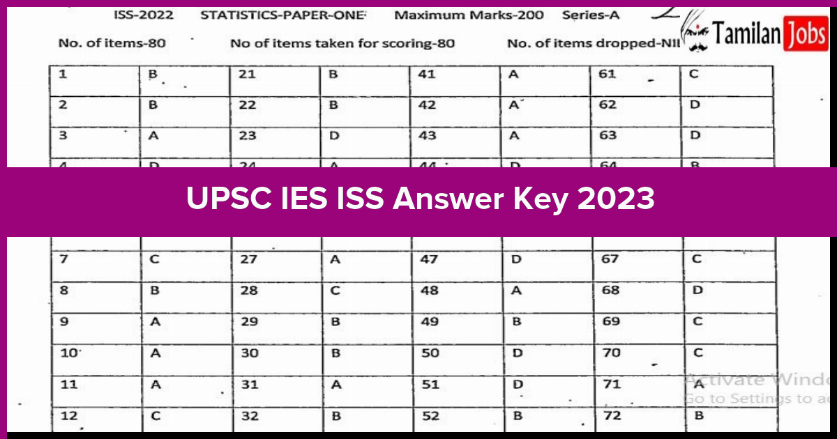 UPSC IES ISS Answer Key 2023