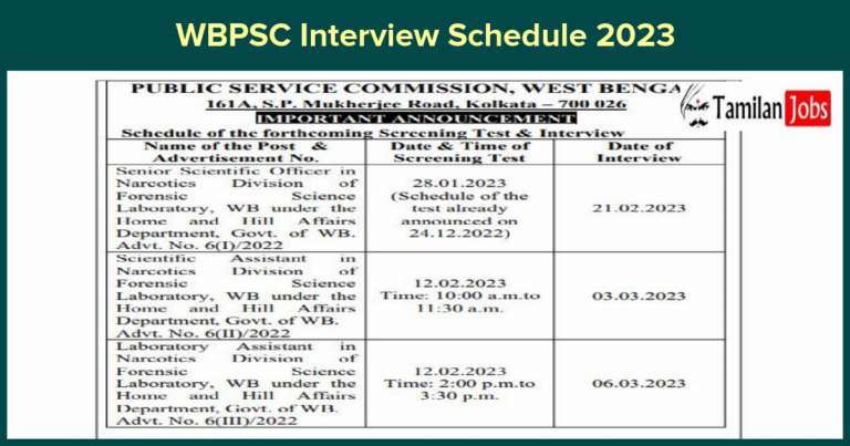 WBPSC Interview Schedule 2023