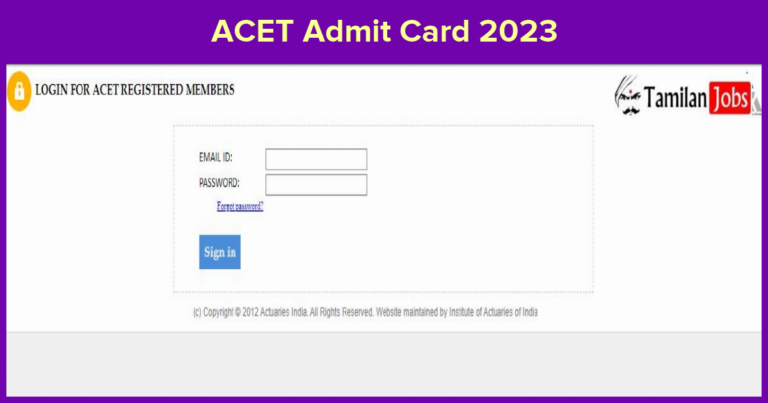 ACET Admit Card 2023