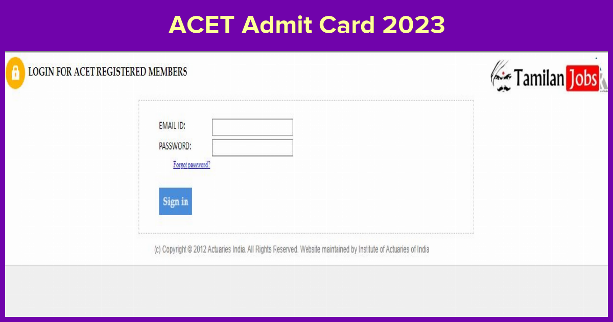 ACET Admit Card 2023