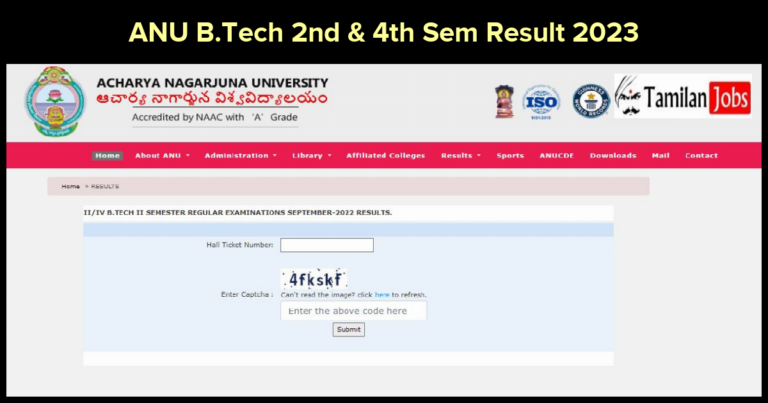ANU B.Tech 2nd & 4th Sem Result 2023