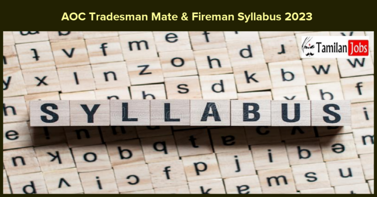 AOC Tradesman Mate & Fireman Syllabus 2023