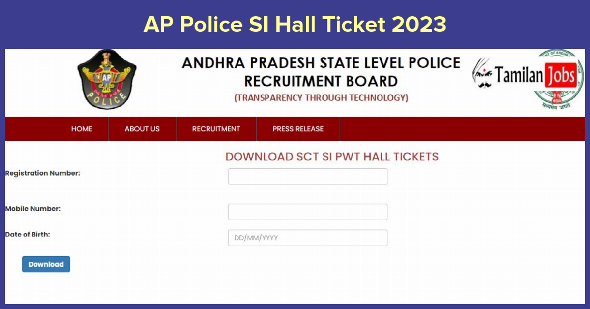 AP Police SI Hall Ticket 2023