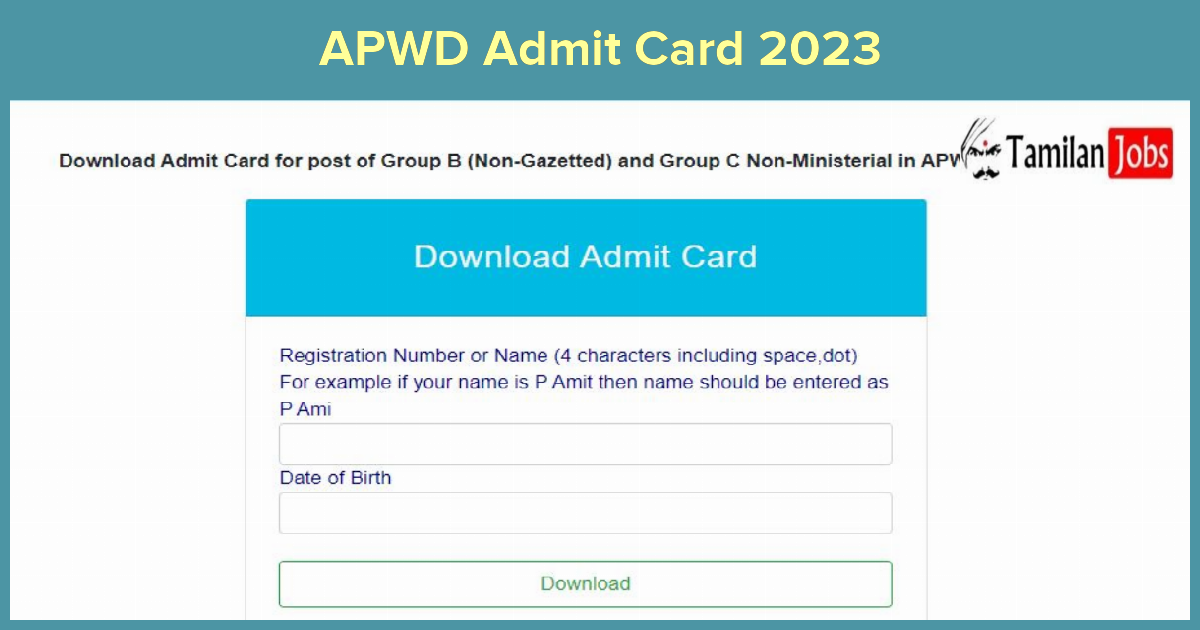 APWD Admit Card 2023