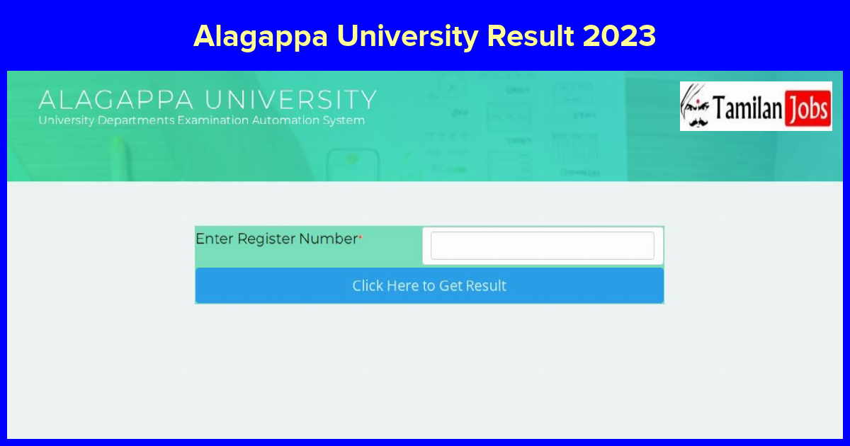 Alagappa University Result 2023