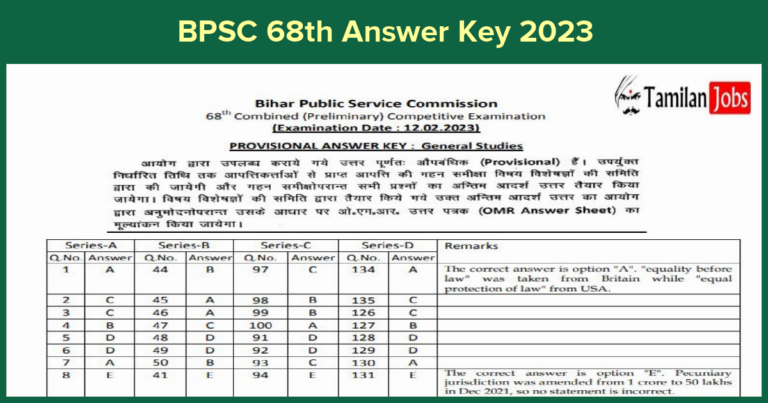 BPSC 68th Answer Key 2023