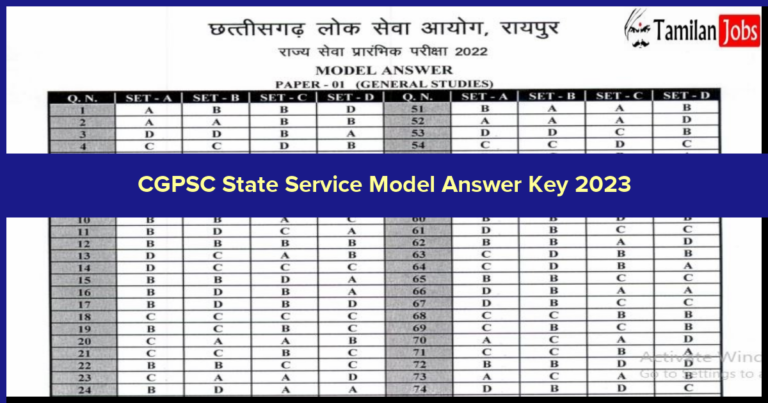 CGPSC State Service Model Answer Key 2023