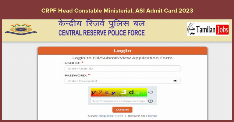 CRPF Head Constable Ministerial, ASI Admit Card 2023