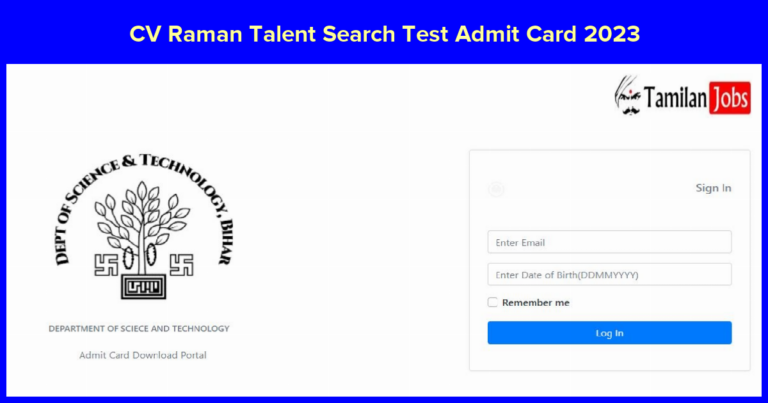 CV Raman Talent Search Test Admit Card 2023