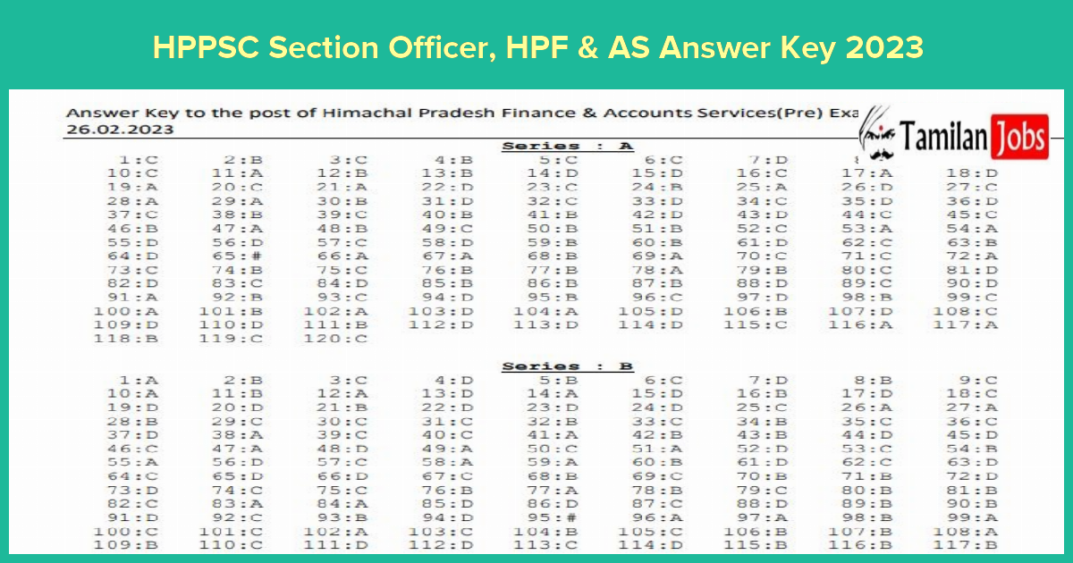 HPPSC Section Officer, HPF & AS Answer Key 2023
