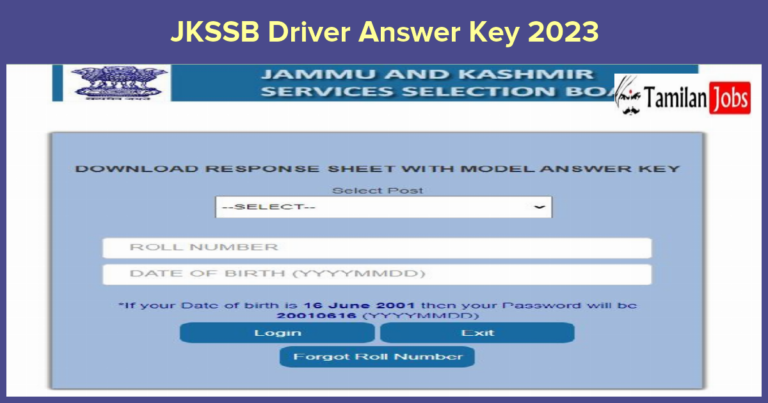 JKSSB Driver Answer Key 2023