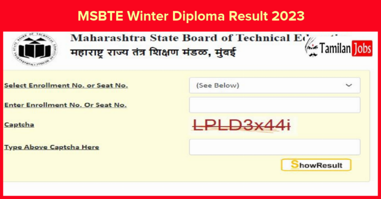 MSBTE Winter Diploma Result 2023