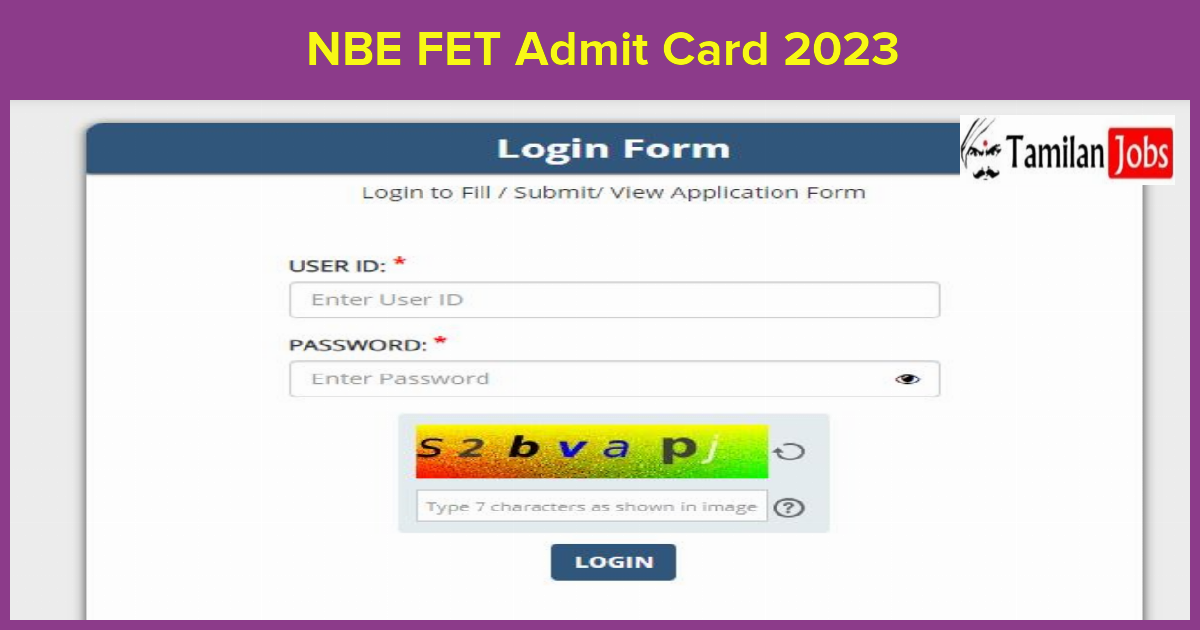 NBE FET Admit Card 2023