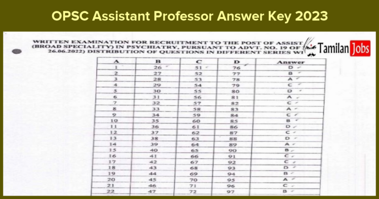 OPSC Assistant Professor Answer Key 2023