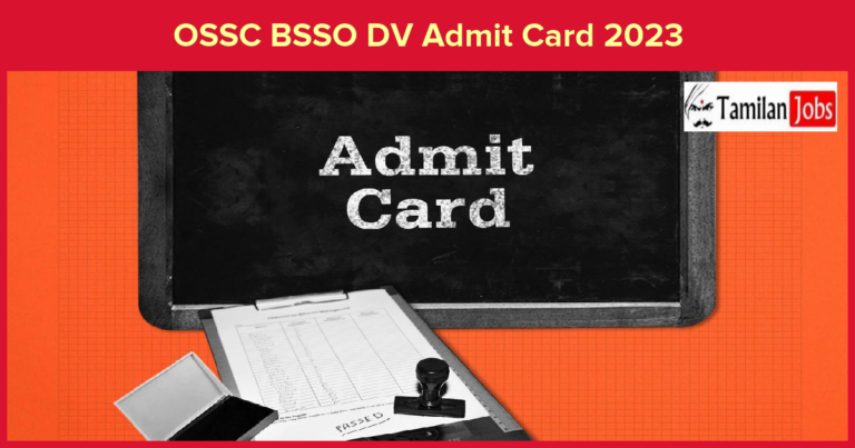 OSSC BSSO DV Admit Card 2023
