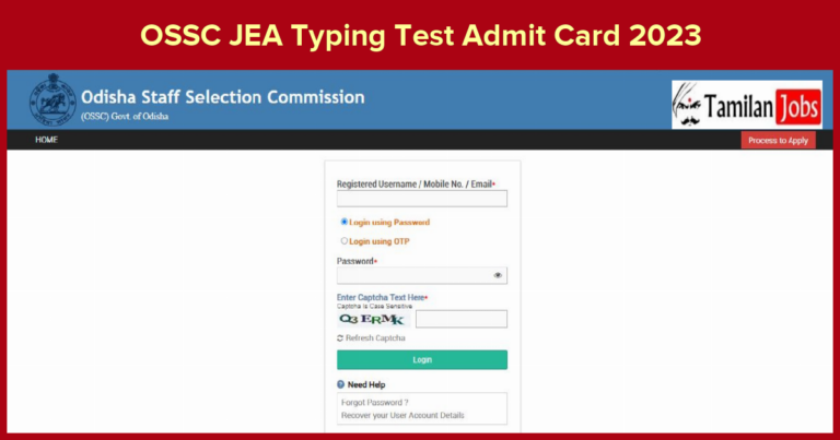 OSSC JEA Typing Test Admit Card 2023