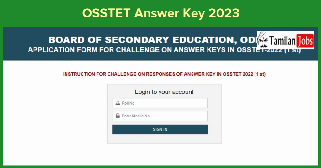 OSSTET Answer Key 2023