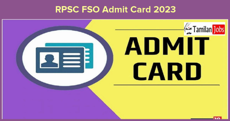 RPSC FSO Admit Card 2023, Check Exam Date & Download @ rpsc.rajasthan.gov.in