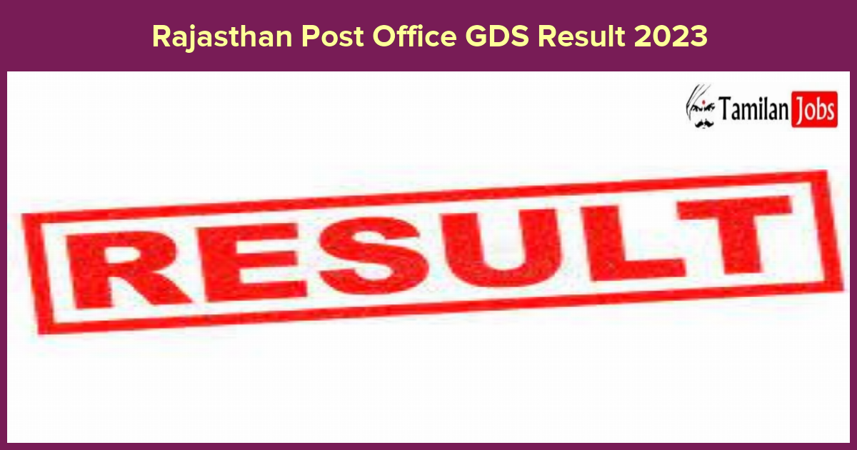 Rajasthan Post Office GDS Result 2023