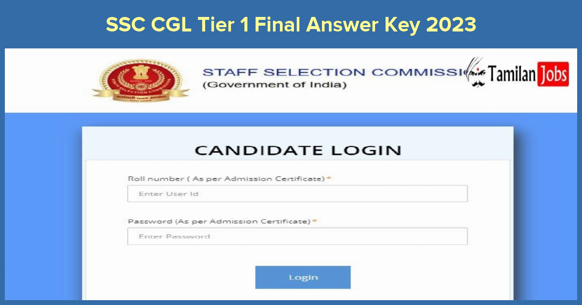 SSC CGL Tier 1 Final Answer Key 2023