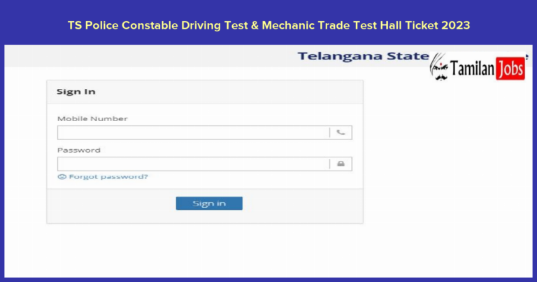 TS Police Constable Driving Test & Mechanic Trade Test Hall Ticket 2023