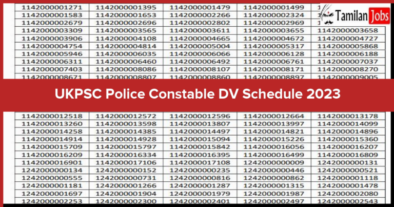 UKPSC Police Constable DV Schedule 2023