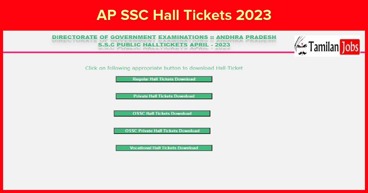 AP SSC Hall Tickets 2023