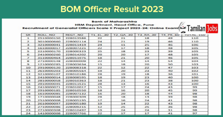 BOM Officer Result 2023